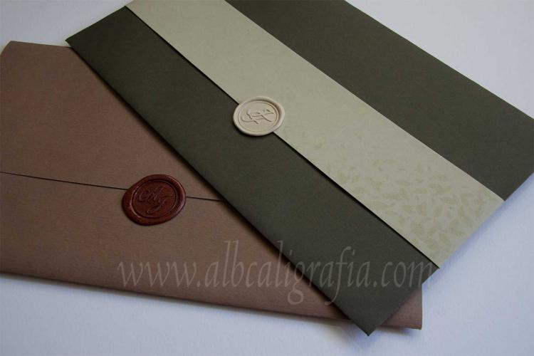 Wedding Invitations in autumn colors with wax