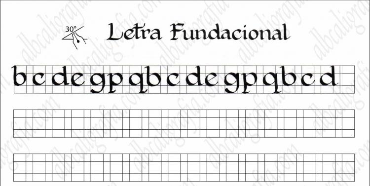Template to practice foundational calligraphy rounded lower case