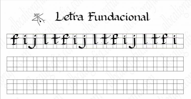 Template to practice foundational calligraphy elongated lower case