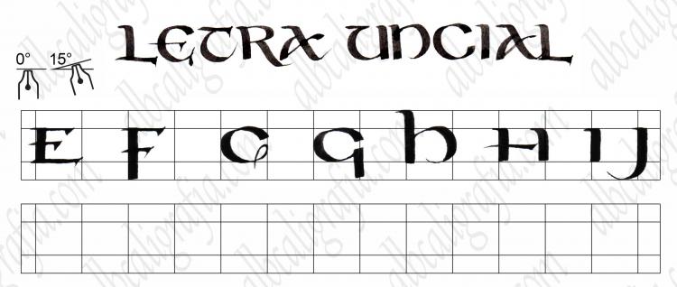 Template to practice uncial calligraphy