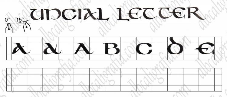 Template to practice uncial calligraphy