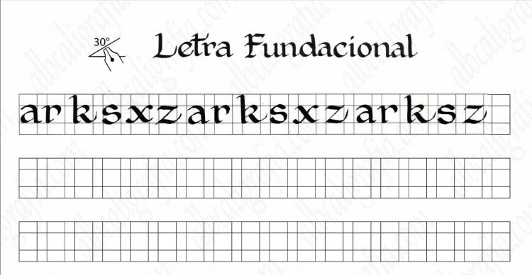 Template to practice foundational calligraphy mixed lower case letters