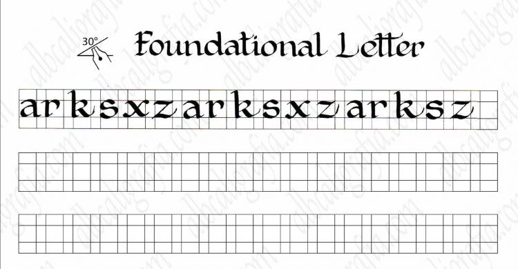 Template to practice foundational calligraphy mixed lower case