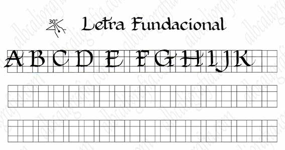 Template to practice foundational calligraphy capital letters forn A to K