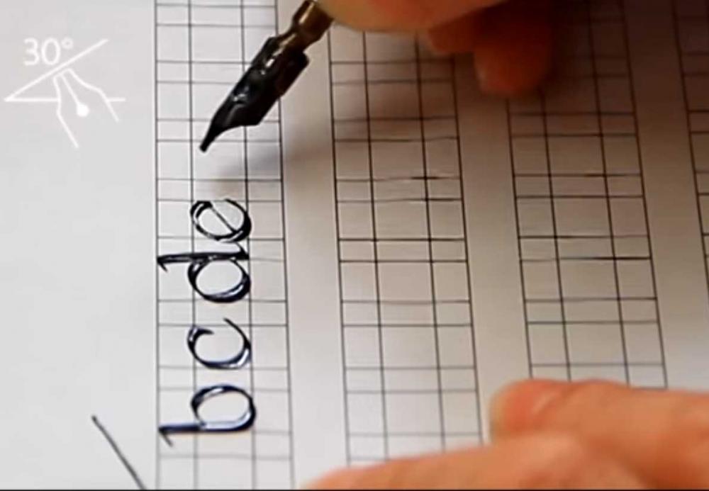 Calligraphyc tracing of Foundational lowercase letters