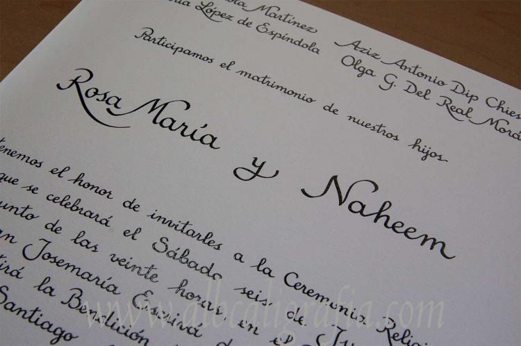 Calligraphy for wedding invitation