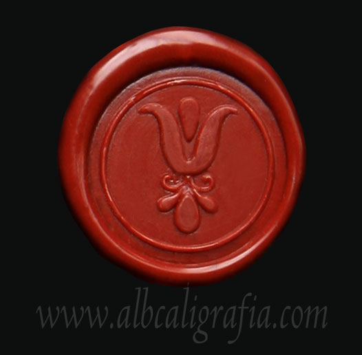 Red earth sealing wax medallion with greek flower seal