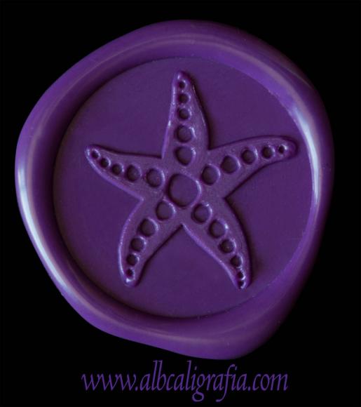 Purple wax sticker with starfish