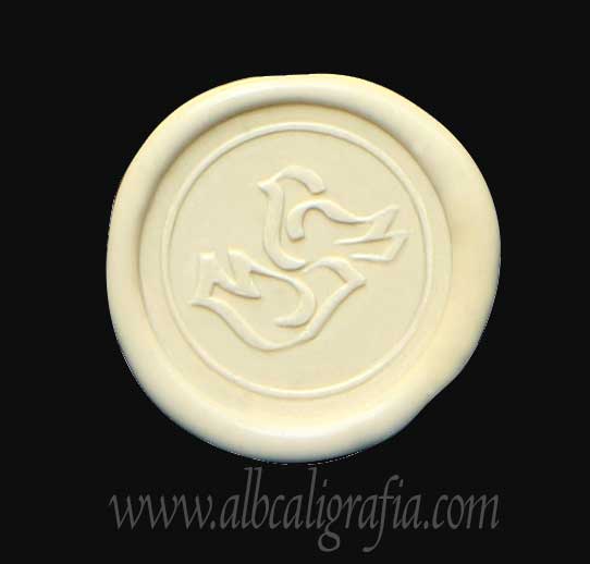 Ivory sealing wax sticker with doves seal