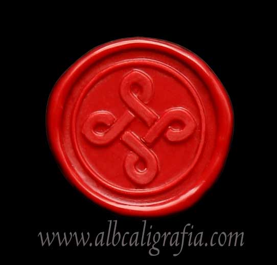 Red sealing wax sticker stamped with braided cross