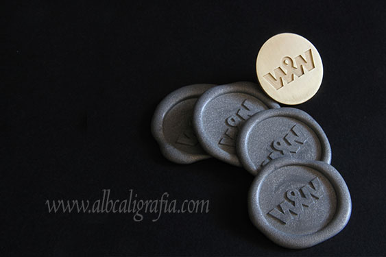 Sealing wax stickers in silver color and metal plate