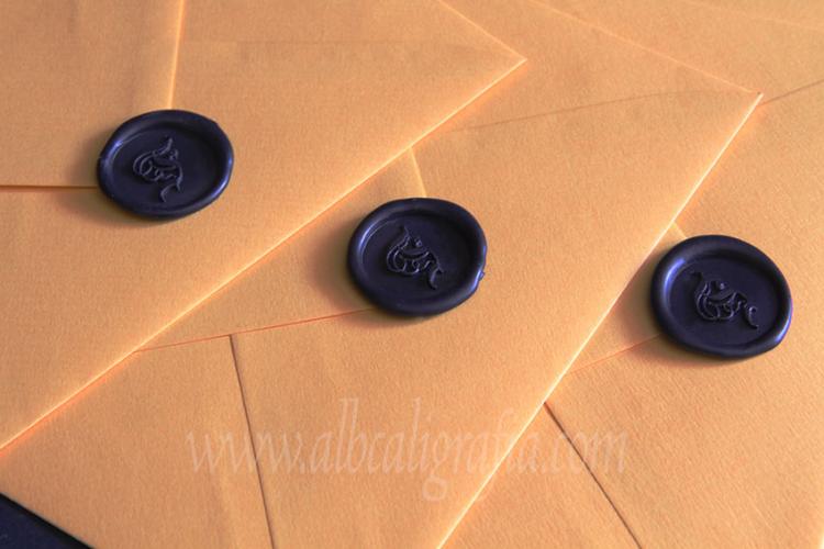 Envelopes ocher with black wax stickers