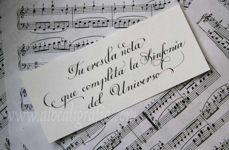 Calligraphic text You are the note that complete the symphony of the universe