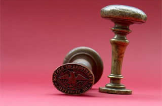 Old stamp for ink and sealing wax seal