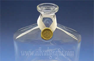 Bottle with gold sealing wax medallion