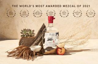 The Lost Explorer Mezcal bottle with red sealing wax in the neck of the bottle